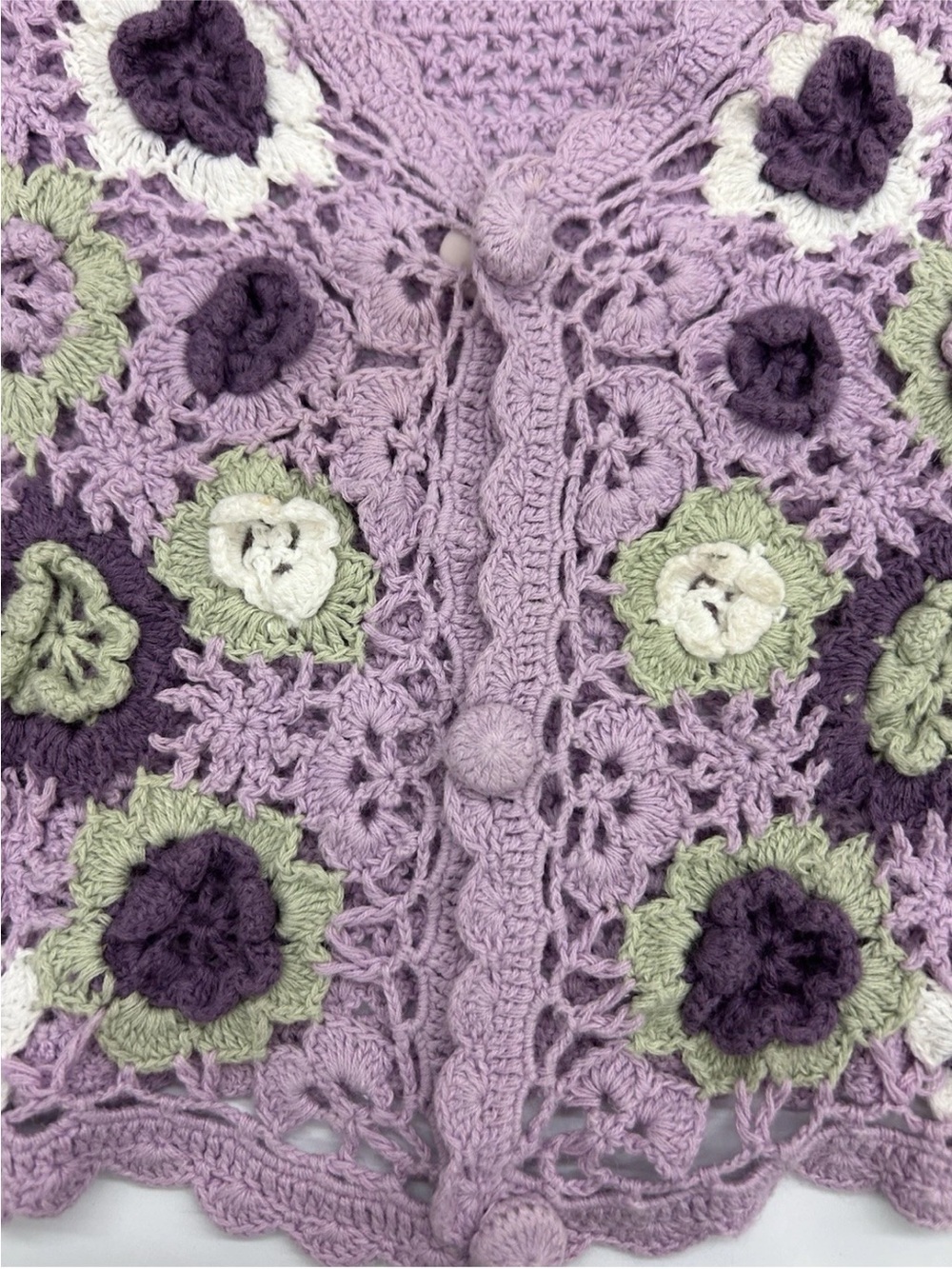 Crochet Sweater Bundle w Oshkosh Tops Girl 6 6X Purple Floral Spring School - Picture 4 of 13